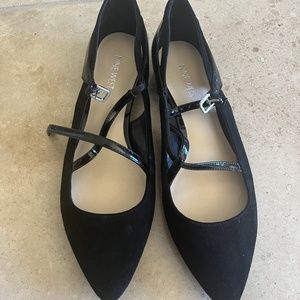 Nine West Black Pointed Strap Shoes (8 M)